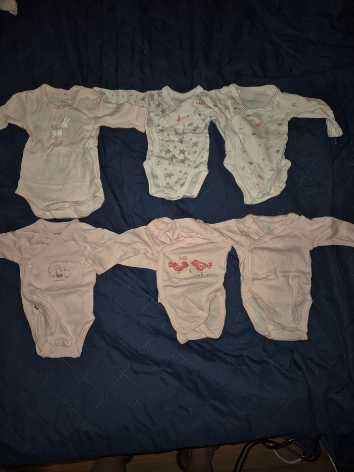 Lot de 6 bodies manches longues bébé fille