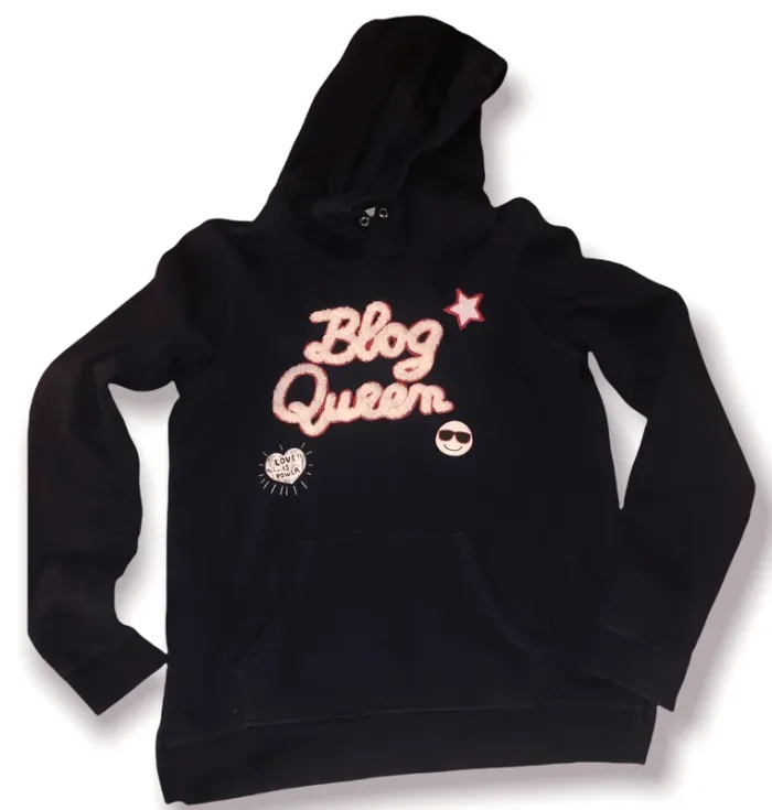 Sweat à capuche longues manches bleu marine