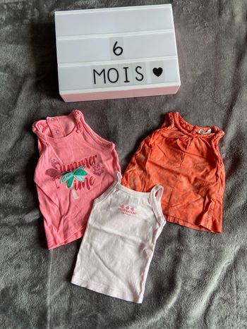 Lot débardeurs bébé fille 6 mois