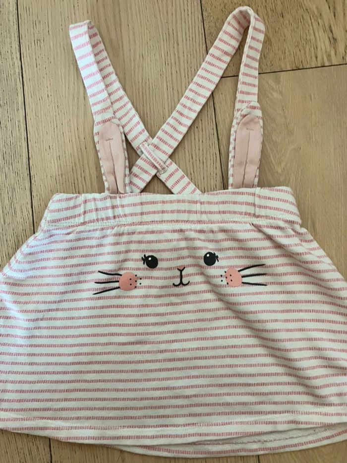 Robe salopette lapin rayé rose /blanc 24 mois H&M - photo numéro 7