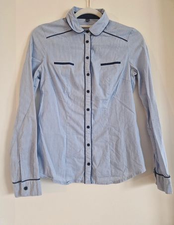 👔 Chemise rayée bleue col Claudine