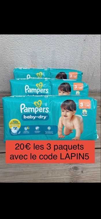 150 couches Pampers baby dry taille 3