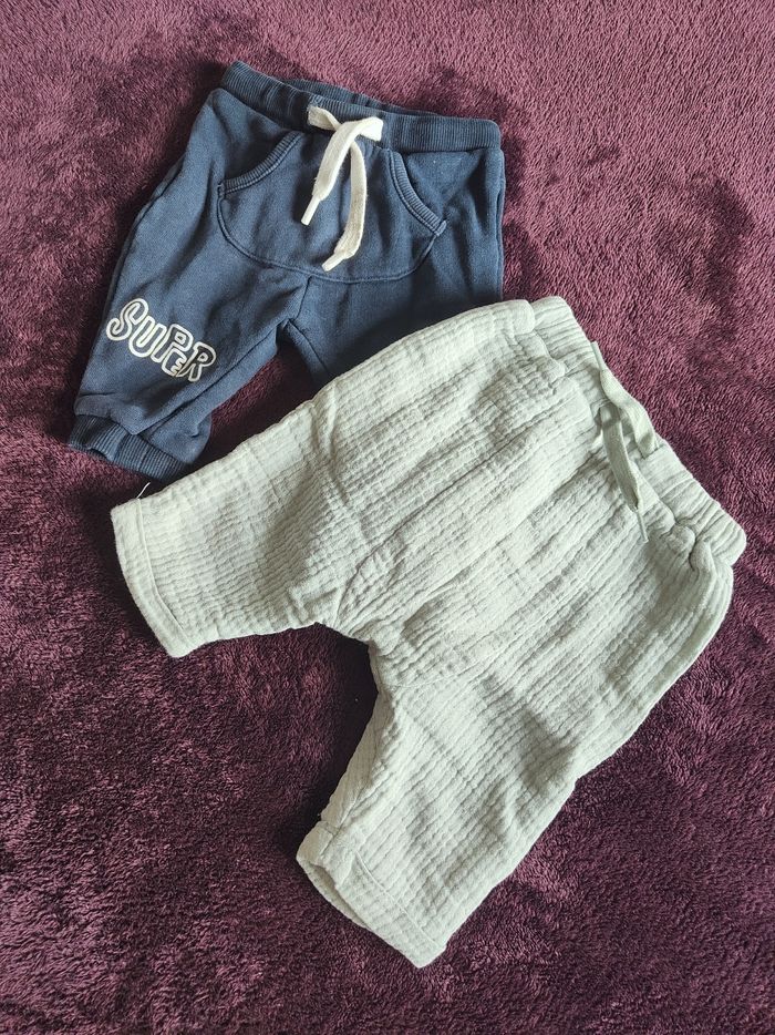 Lot 2 pantalons bébé garçon vert amande et bleu marine 1 Mois Kiabi