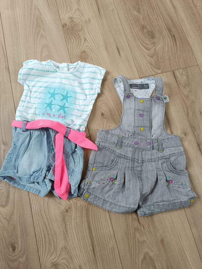 Lot salopette short 6 mois fille
