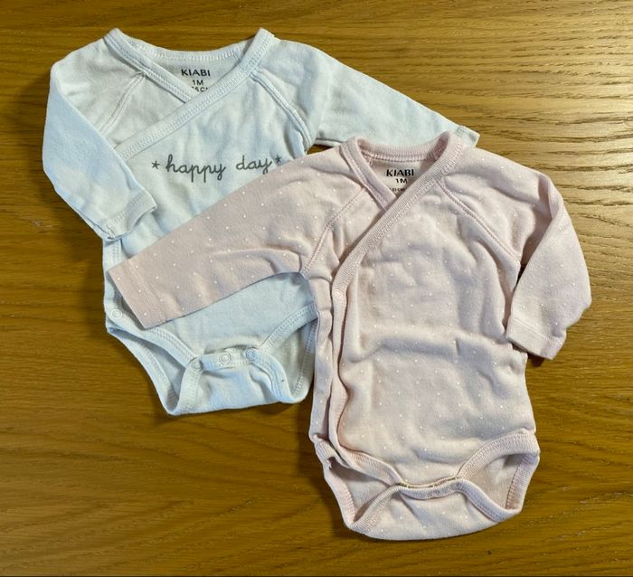 Kiabi Lot de 2 Bodies rose/blanc Taille 1 mois - photo numéro 5