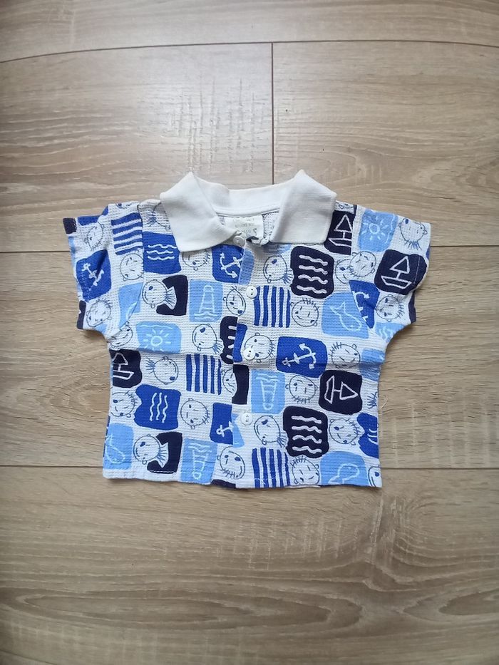 Ensemble chemise manche courte short salopette bleu 3 mois - photo numéro 3