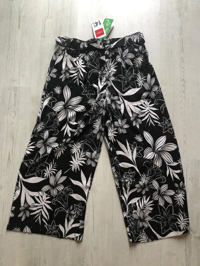 BB- pantalon imprimé noir /blanc 3/4 large « Tissaia » T 40 NEUF - photo numéro 6