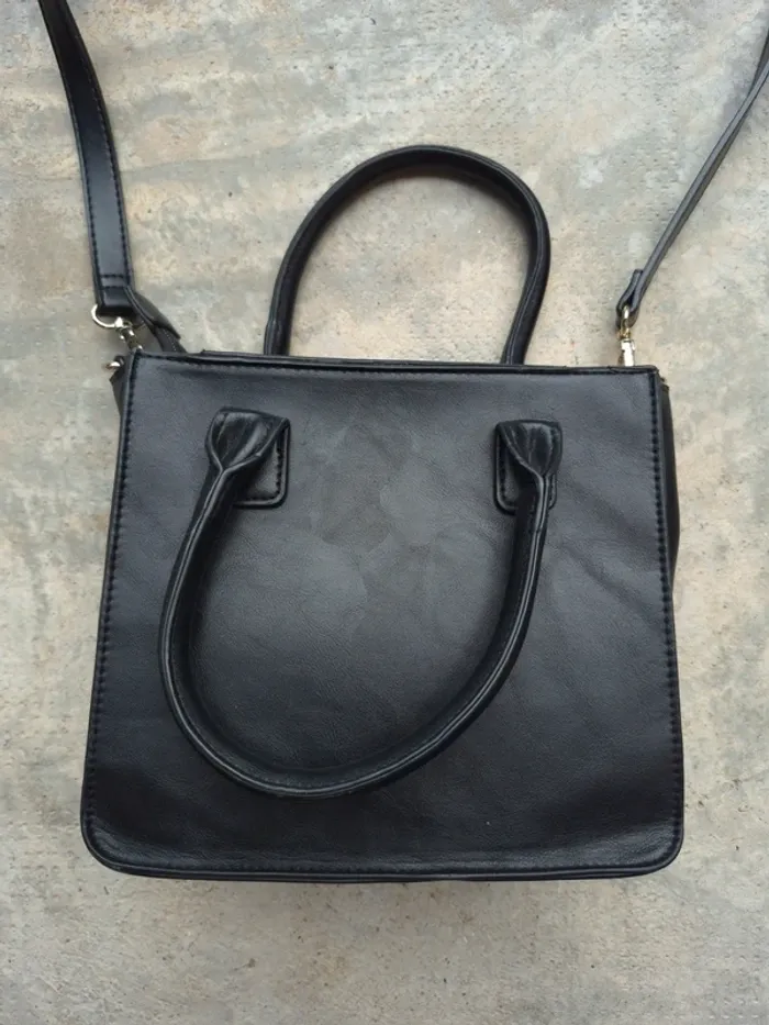 Sac à main carré avec bandoulière noir - photo numéro 4