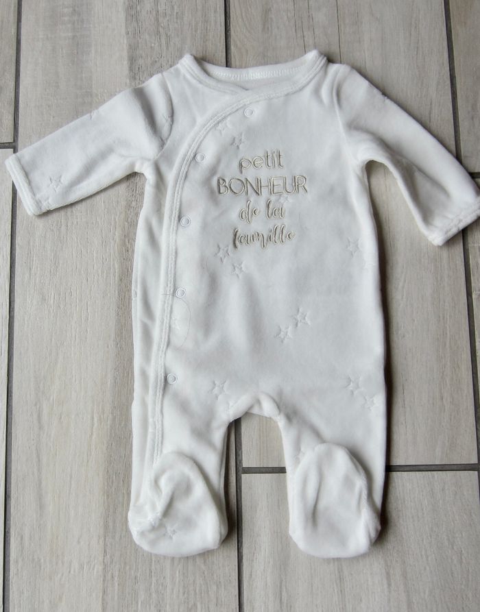 Grenouillere unisexe naissance "petit bonheur de la famille".