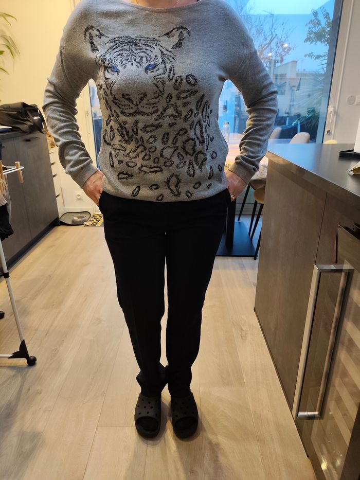 Pull gris tigre camaïeu S - photo numéro 3
