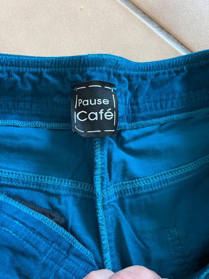 Pantalon velour bleu pause café taille 42 - photo numéro 3