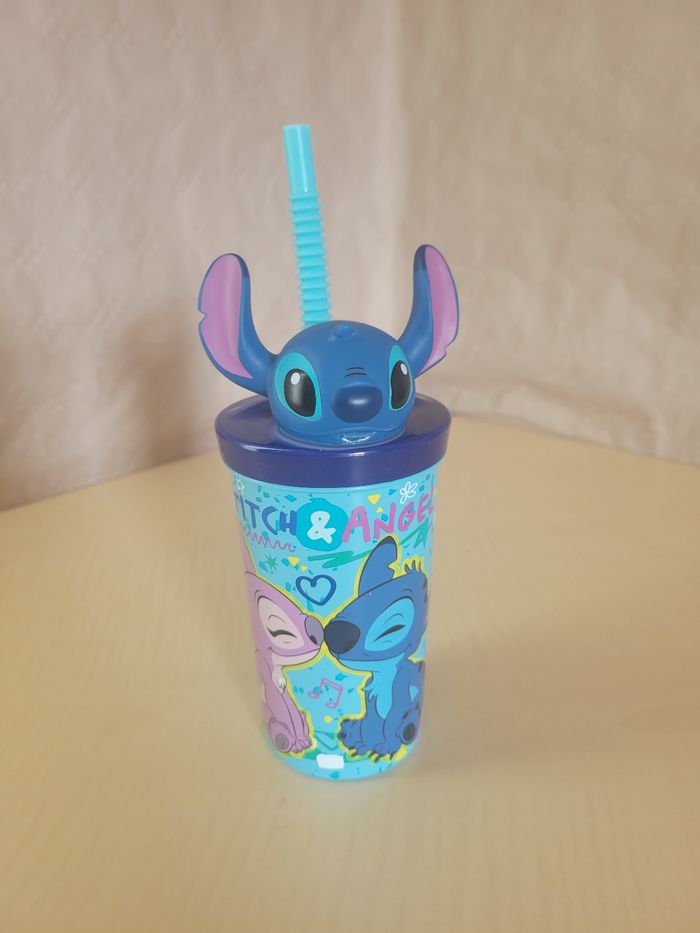 Verre gobelet avec paille Stitch