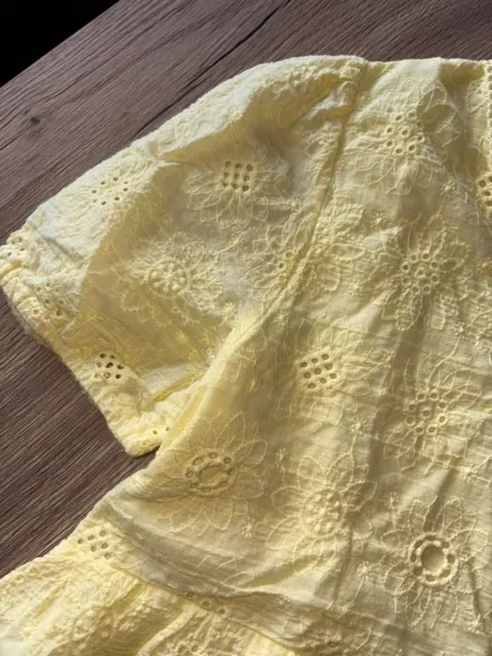 Robe loevia jaune broderie - photo numéro 3