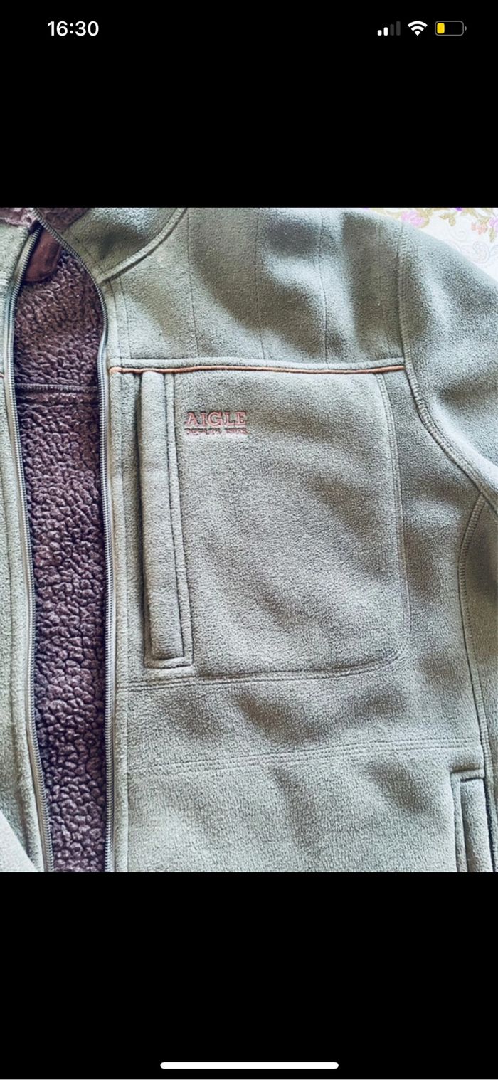 Veste homme Aigle XXL vert gris intérieur polaire - photo numéro 2