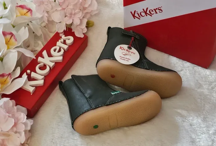 Bottes Bottines Cuir Zip Fourrées 1er pas 👣 semelle flexible Kickers T22 - photo numéro 2