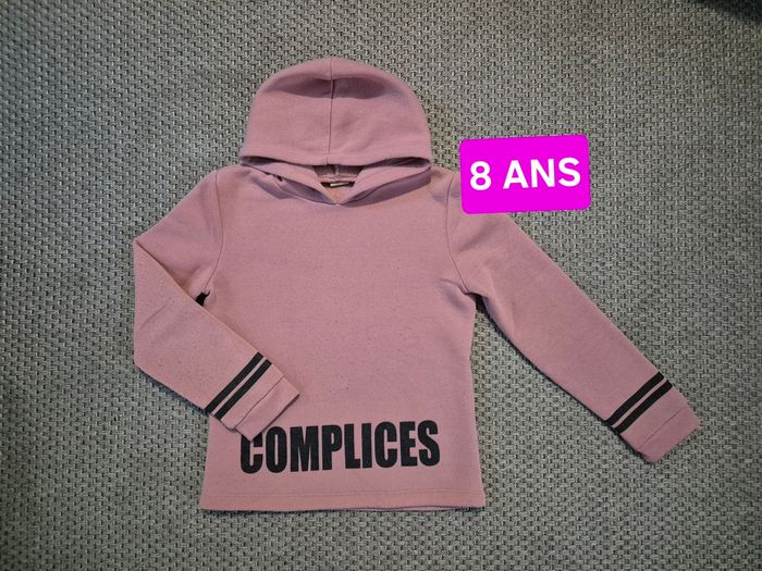 Sweet à  capuche "Complice" rose - 8 ans