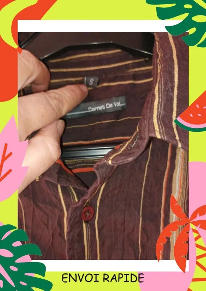 Chemise à manches longues marron à rayures verticales - photo numéro 4