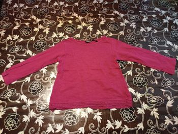 Tee-shirt manches longues rose bas broderies