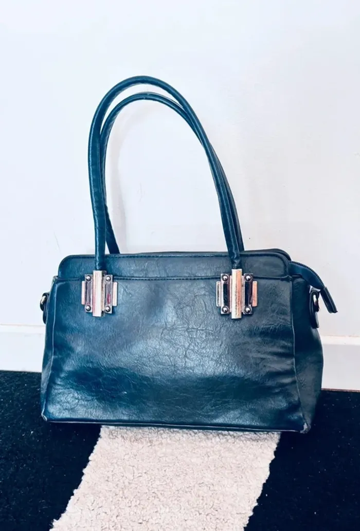 👜 sac à main bleu marine et doré - photo numéro 3