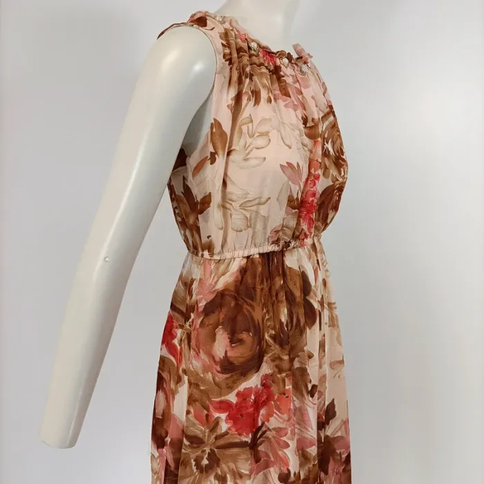 Robe Longue - Sen YA - taille L - Rose pastel - Col rond Perles, sans manche - A206 - photo numéro 8