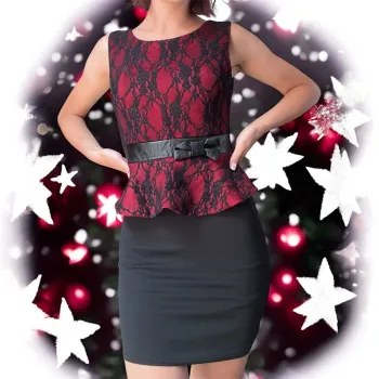 Robe cocktail/soirée rouge et noir dentelle