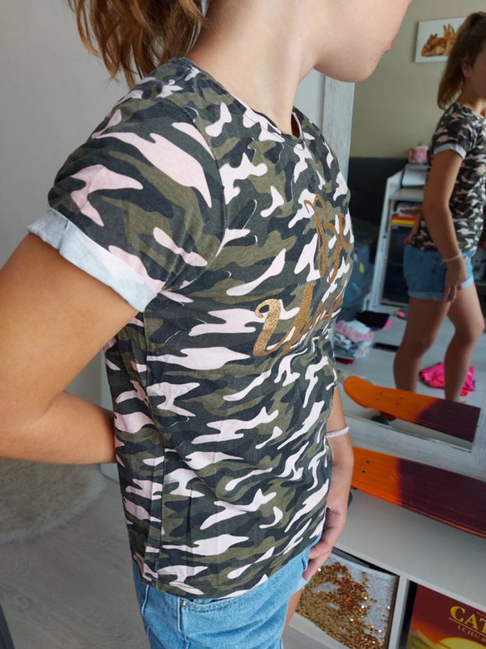 Tee shirt vert kaki camouflage Be Unique - photo numéro 4