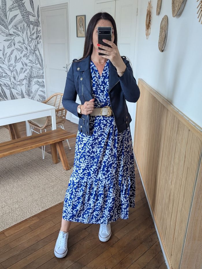 Robe longue Santorin bleu/blanc Taille S/M - photo numéro 5