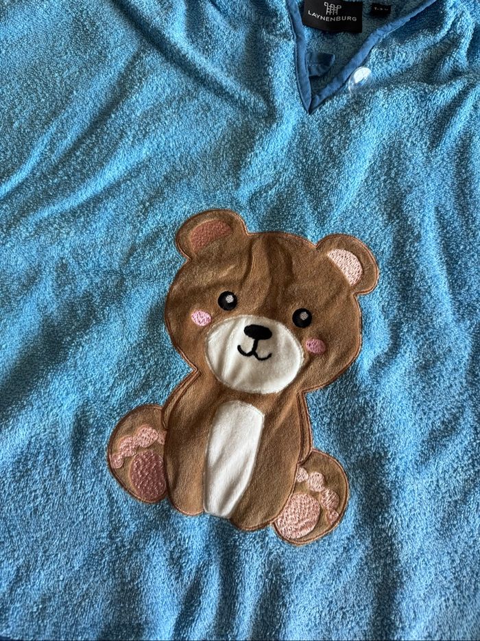 Poncho serviette de bain bleu lion 1-3 ans - photo numéro 2