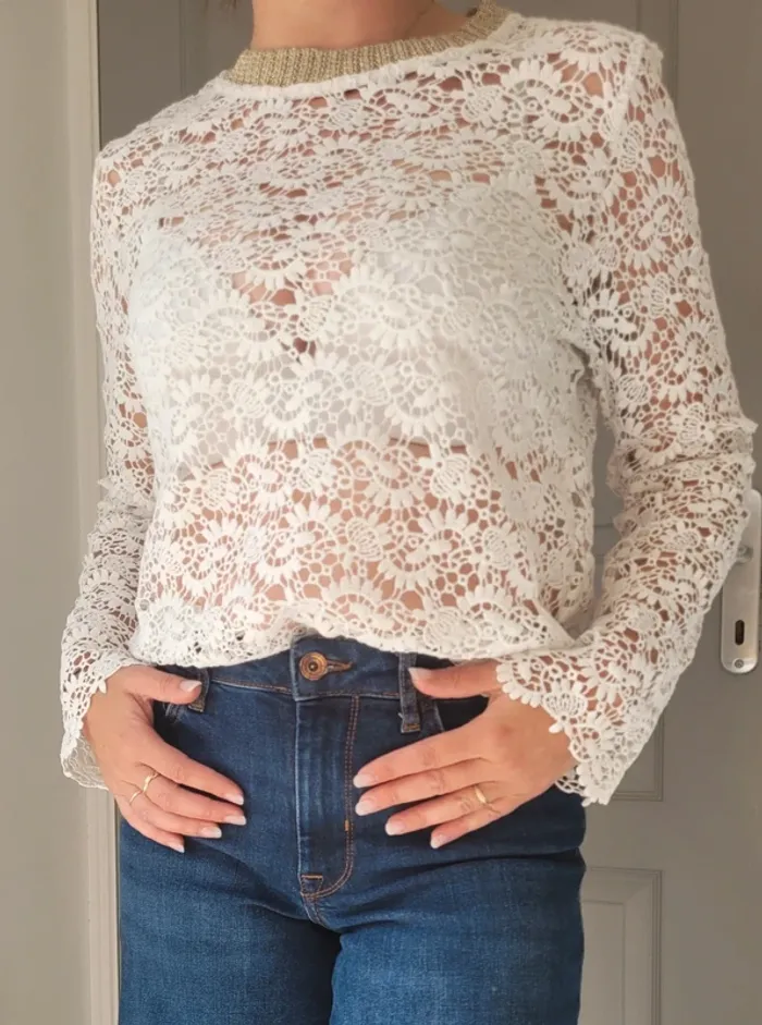 Top pull dentelle taille 1 S - photo numéro 2