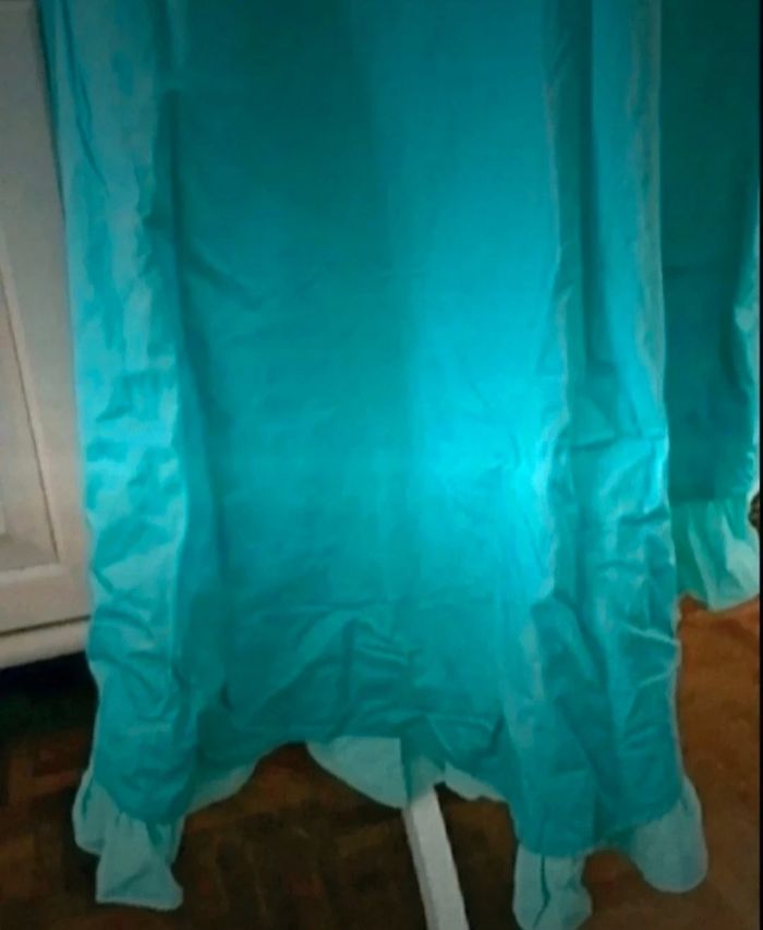 Jupe asymétrique  bleu celadon/turquoise. René Derhy T 40 Neuve - photo numéro 4