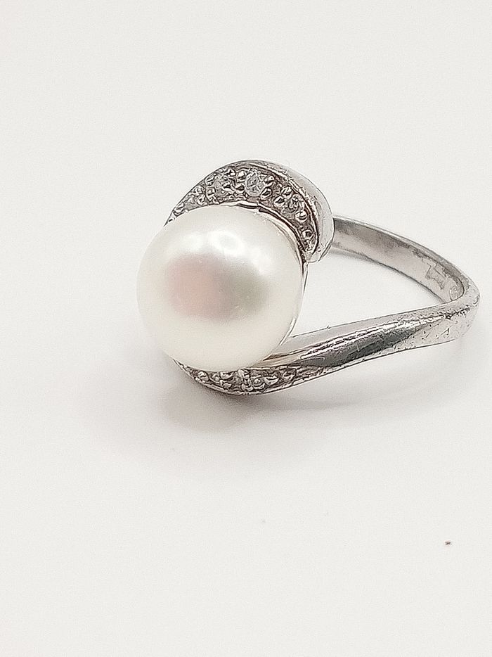 Anello vintage donna argento 925 zirconi perla misura 13.5 - photo numéro 4
