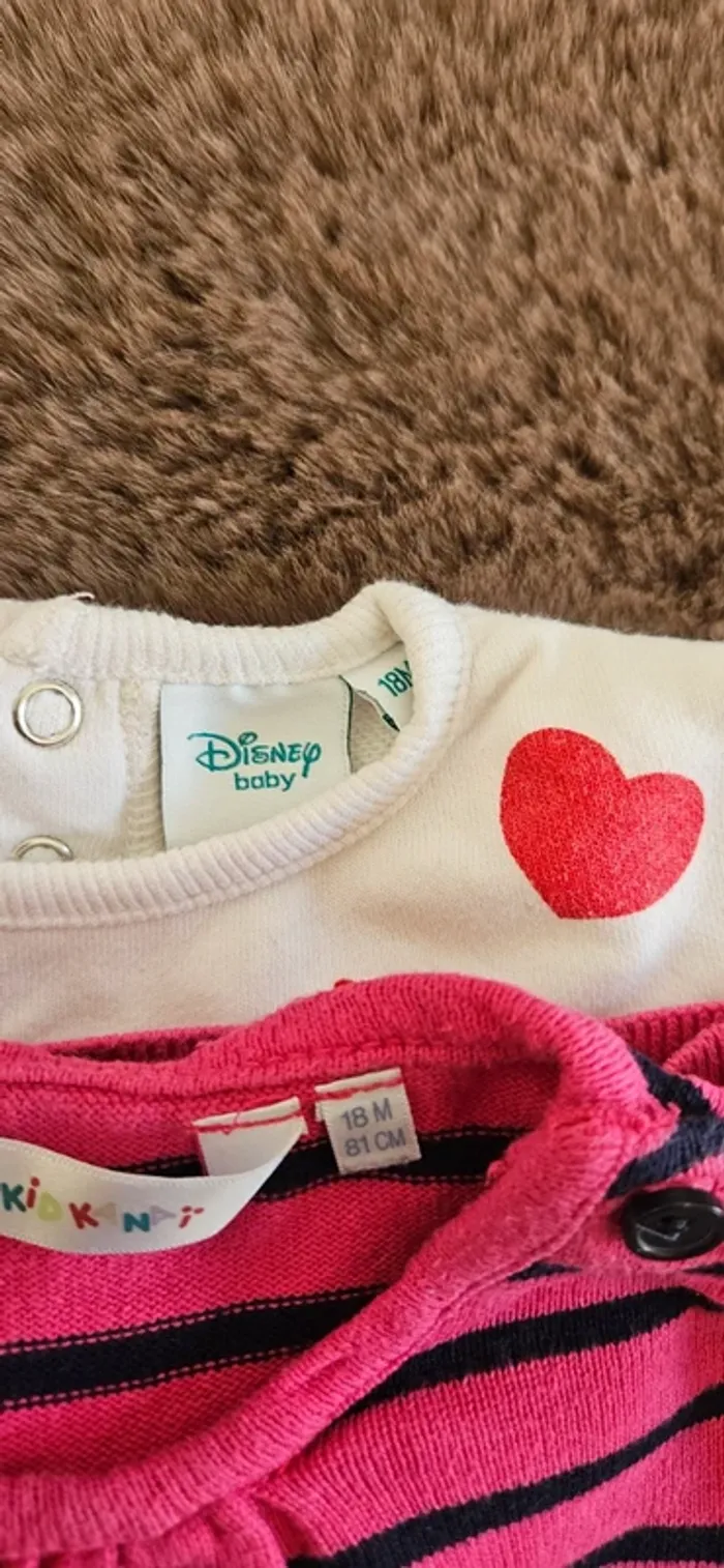 Lot de 2 pull chaud 18 mois fille coeur - photo numéro 5