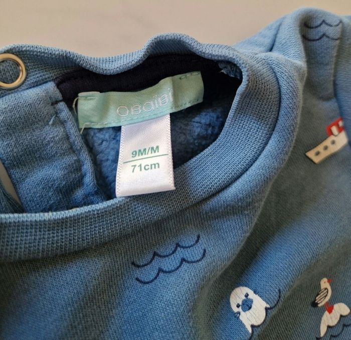 Pull bleu "mer" Obaïbi 9 mois - photo numéro 2
