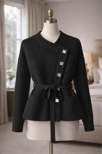 Cardigan noir bouton doré 