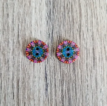 Lot de 2 boutons en bois vintage