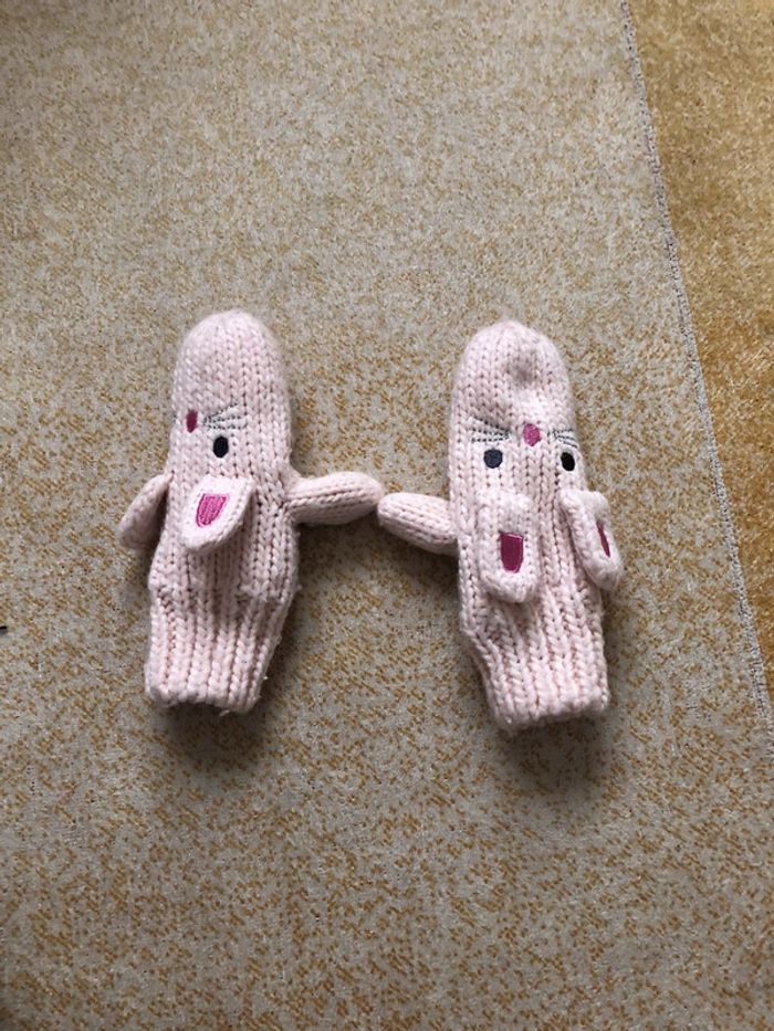 Moufles lapine rose