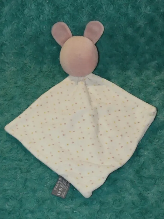 Doudou plat lapin orchestra blanc rose pois 🐰tbe - photo numéro 3