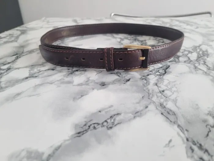 Ceinture en cuir marron et dore vintage - photo numéro 16