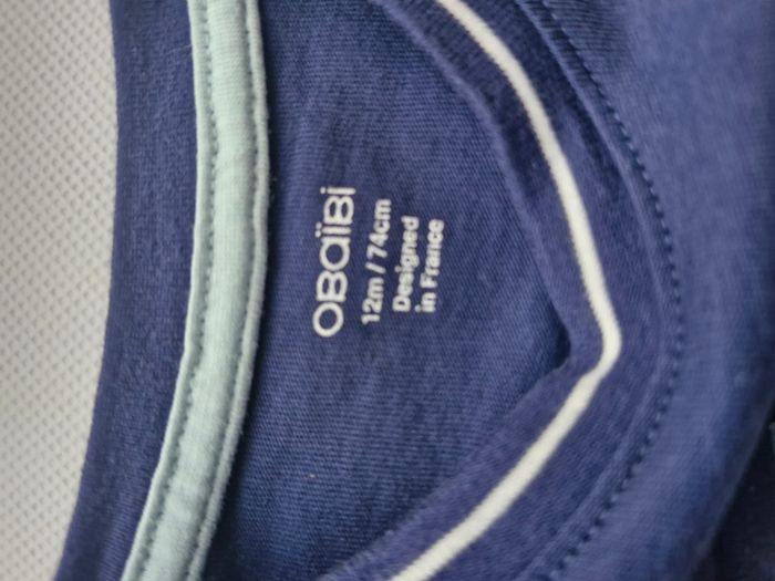 Ensemble garçon (T-shirt + short) 12 mois 74 cm Obaïbi Bleu marine - photo numéro 4