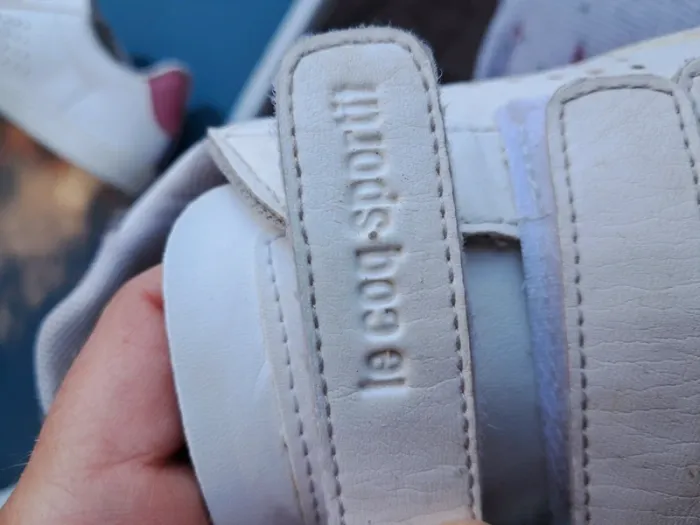Jolies baskets 👟 cuir souple, sneakers blanches et logo arrière rose, scratch - T31 - Le coq sportif - photo numéro 7