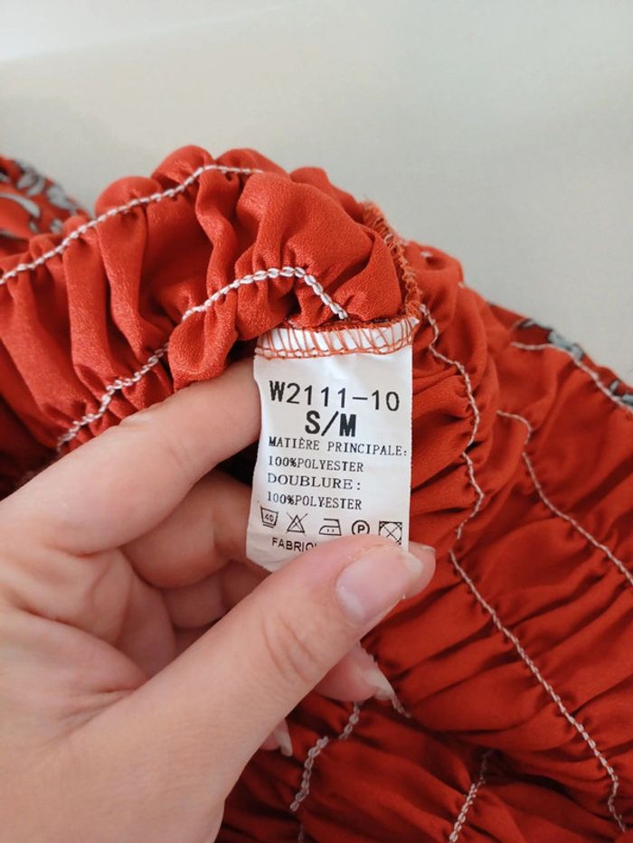 Robe Fleurie smockée couleur rouille/brique Jus de Pom taille S 36 - photo numéro 9