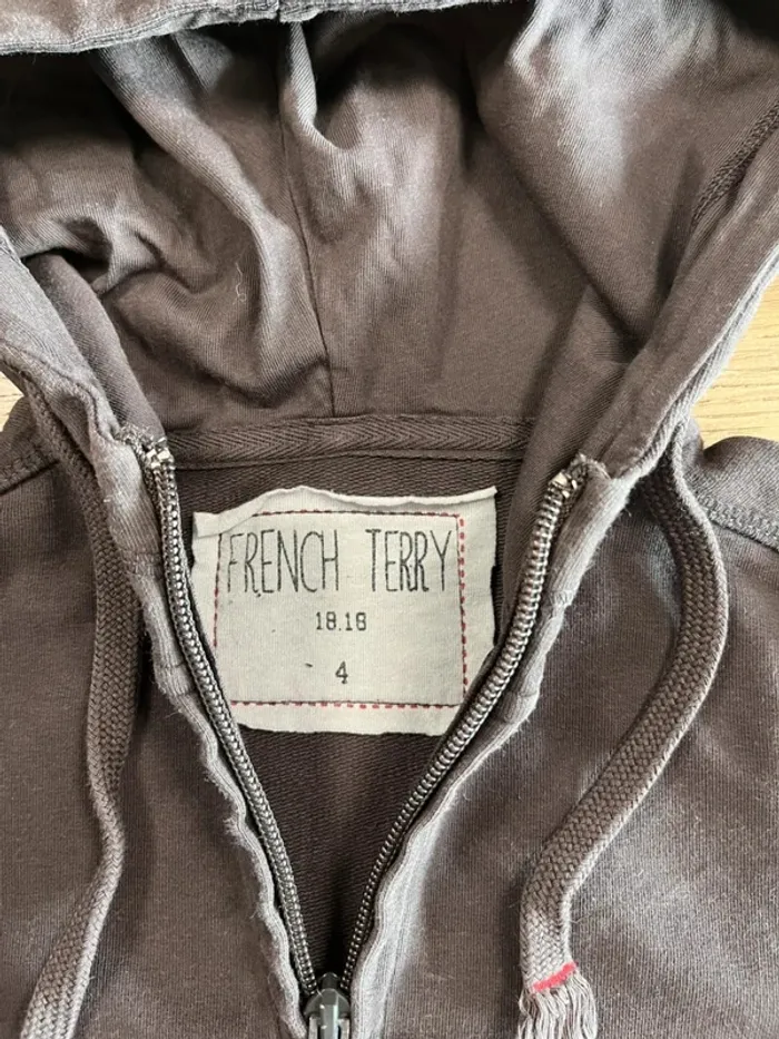 Sweat à zip et capuche marron French Terry 18.18 - photo numéro 2