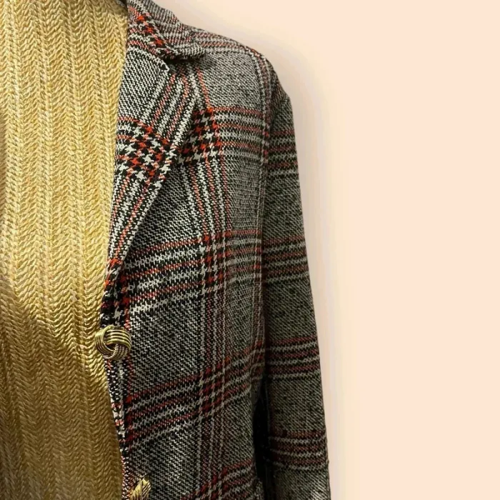 Veste blazer vintage - rouge / gris - rétro - photo numéro 2