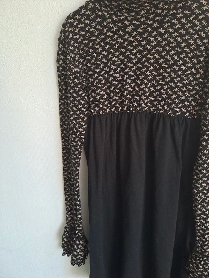 Petite robe noire impressions nœuds 10/11 ans OVS oviesse col roulé manches longues - photo numéro 2