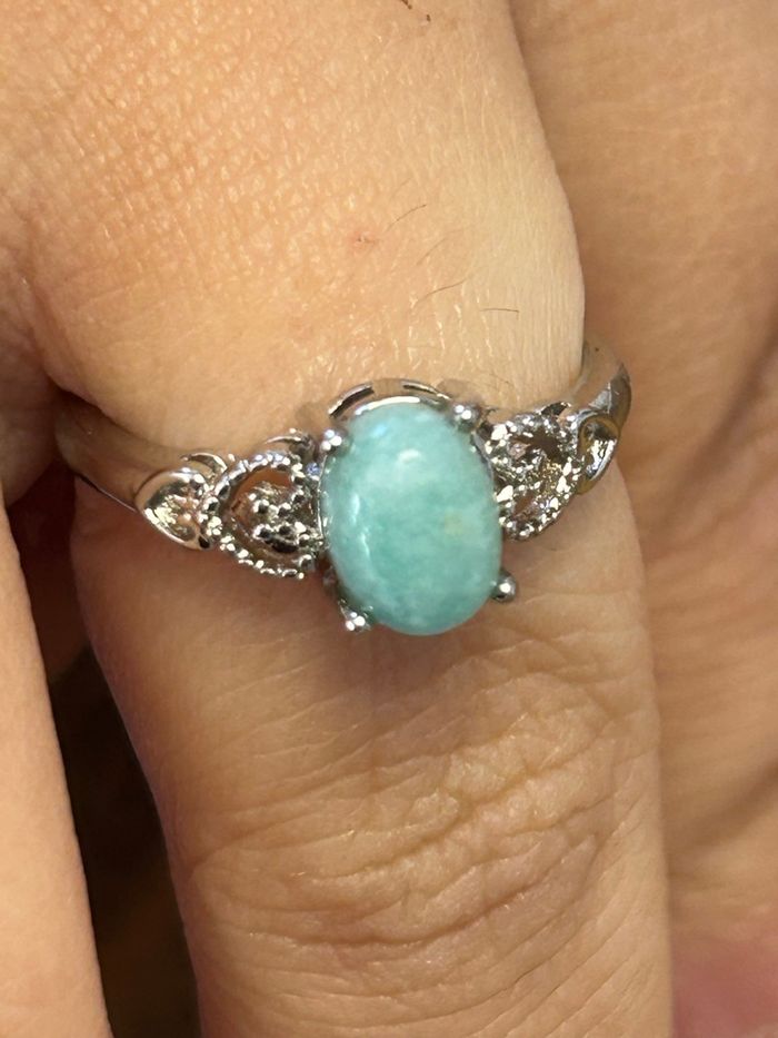 Bague réglable en laiton et en amazonite – Sérénité & Harmonie