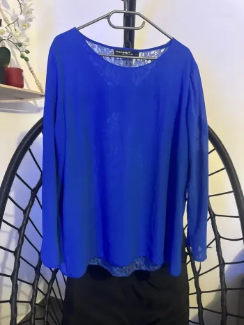 Tunique bleu manches longues – Taille L/XL, élégante avec nœud dans le dos
