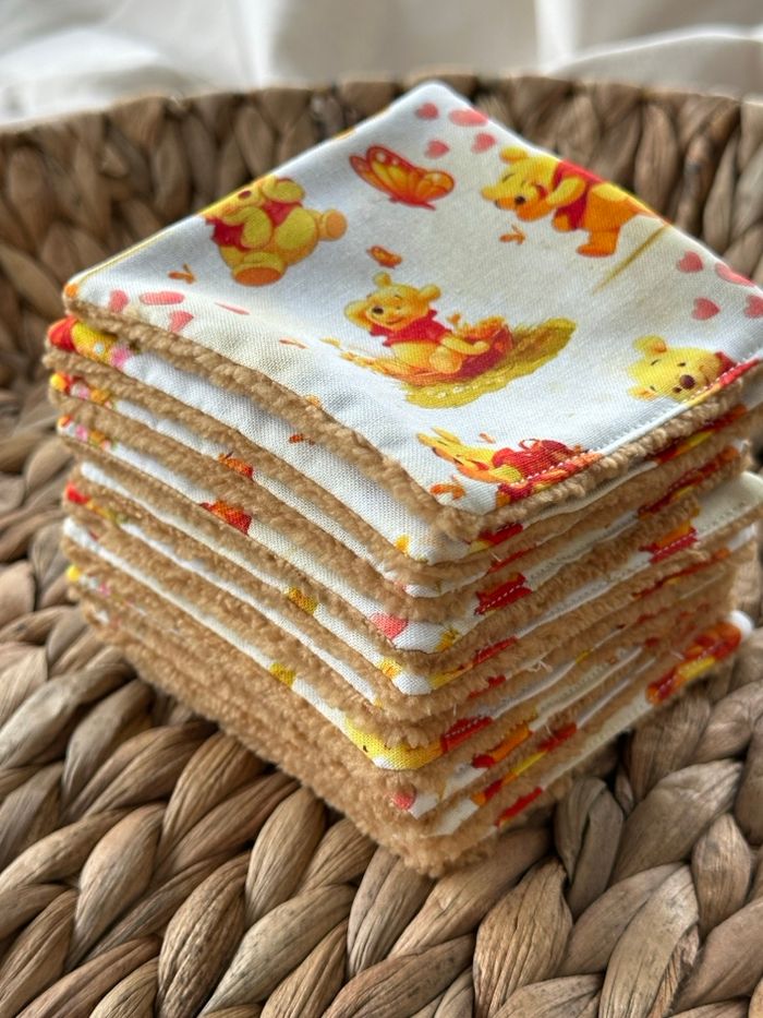 Lingettes lavables Winnie l’ourson lot de 10 en éponge bambou - photo numéro 1