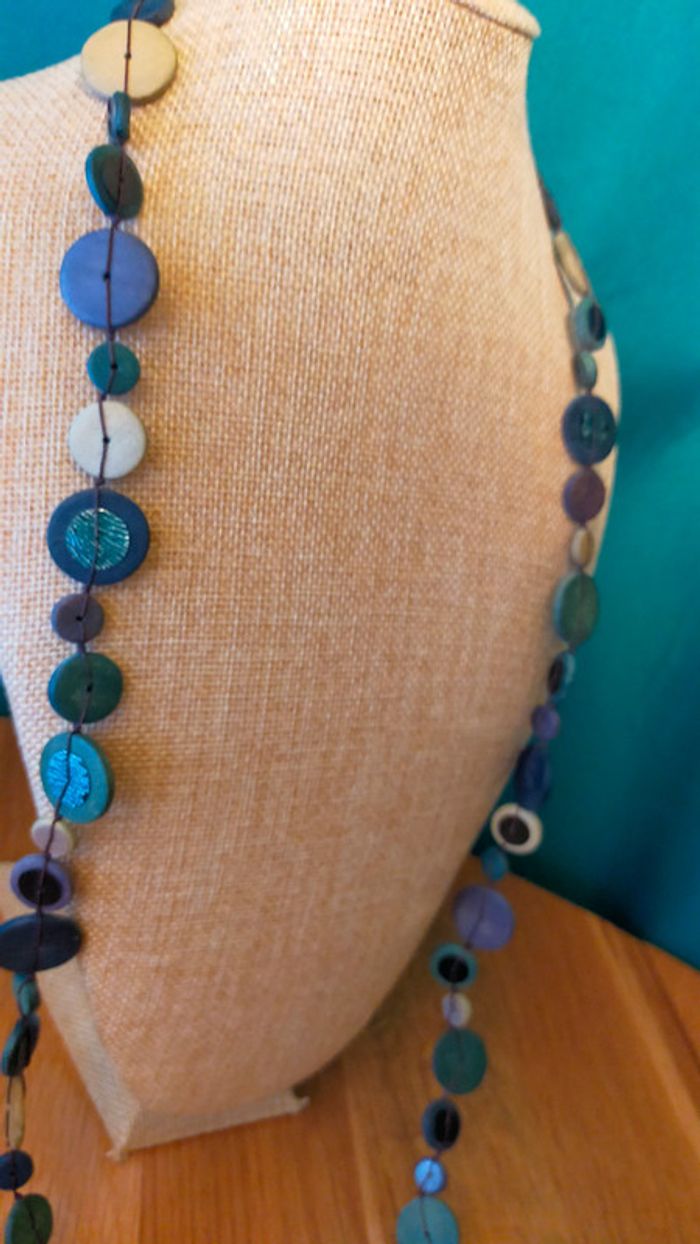 Collier long en pâte polymère – Style ethnique bohème – Collection Terres d’Ailleurs - photo numéro 2