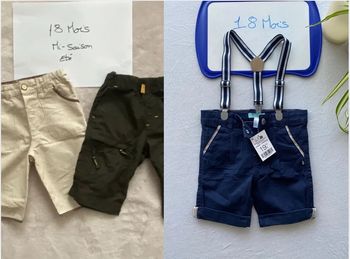 Lot 1 short neuf ajustable à la taille et 2 shorts TBE - Obaïbi, ZARA et autre - 18 mois