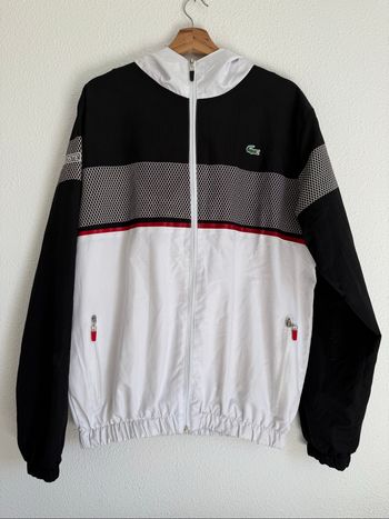 Veste à capuche zippée homme Lacoste Sport - Noire & blanche - Taille XL